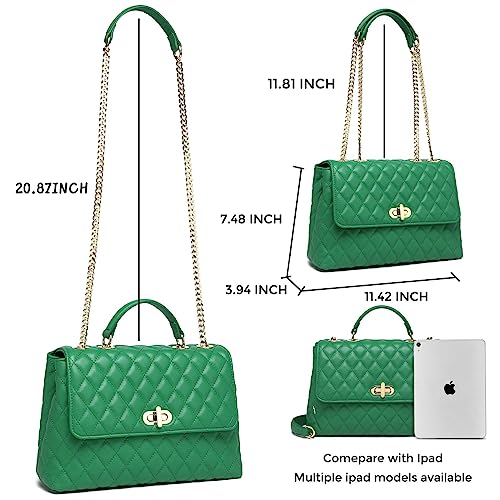 Image of ER.Roulour Quilted Crossbody Bags for Women, Trendy Roomy Shoulder Handbags with Flap Gold Hardware Chain Purses Shoulder Bag