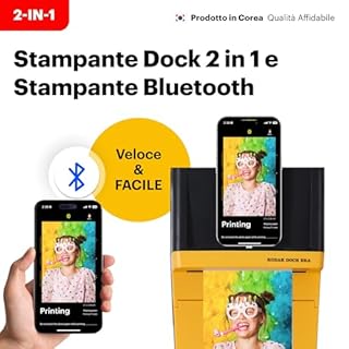 KODAK Dock Era Stampante Fotografica da Scrivania 10 x 15 cm, 10 Fogli, Stampante Smartphone con Dock & Bluetooth per iPhone & Android, Stampe a Colori Istantanee, Sublimazione 4PASS