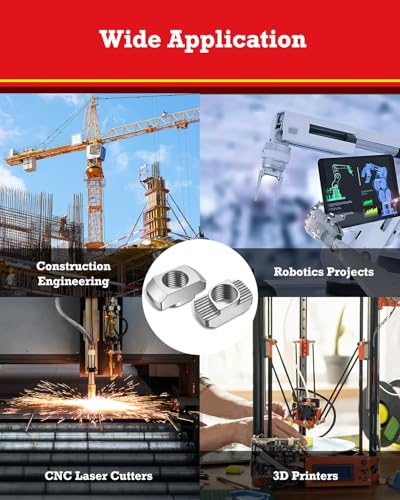 YOOPIN 60 Stück Nutensteine Hammerkopfmutter 10mm Nut 8, M8 Gewinde 4040 Profil T-Slot Nutmuttern, Kohlenstoffstahl Nutensteine M8, T-Nutmuttern für Aluminiumprofil Extrusionsschlitz (EU40-M8)