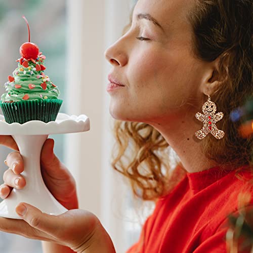 Christmas Gingerbread Man Charm Dangle Drop Earrings Glitter Gold Acrylic Resin Fashion Statement Jewelry Holiday Gift Set Women Xmas Party Favors Decor Accessories #TOP1