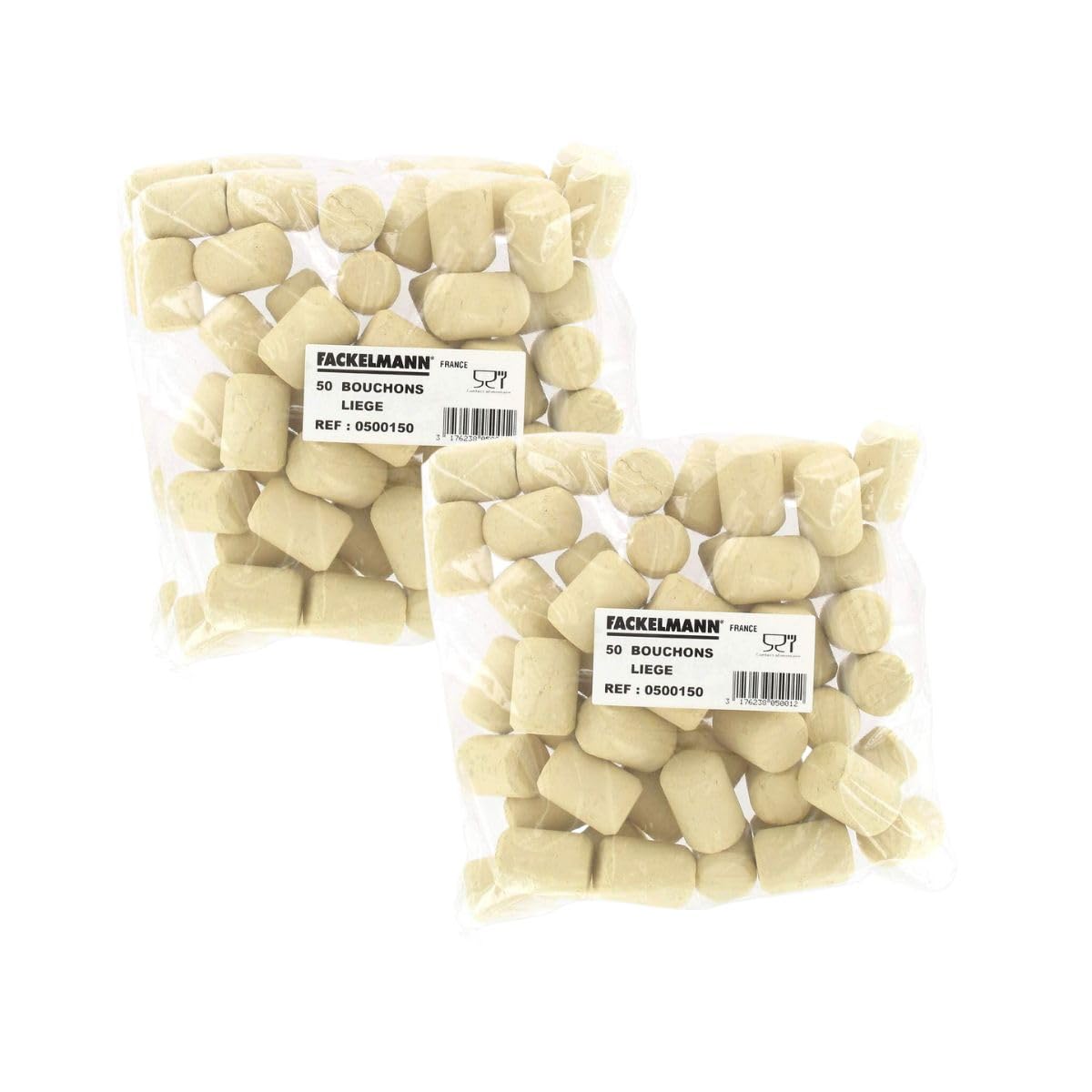 Fackelmann 100 Straight Corks, Pack of 100, Cork, Beige, 2.2 x 3.2 cm
