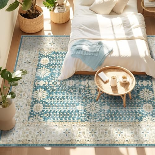SONGLET 洗える ラグマット 3畳 200x250 ペルシャ風 カーペット 薄手 リビング ダイニング ラグ 大型 すべり止め加工 和風 ペルシアン柄 リビング 敷物 四季 春 夏 秋 冬 長方形のペルシアのホーム絨毯 [2]