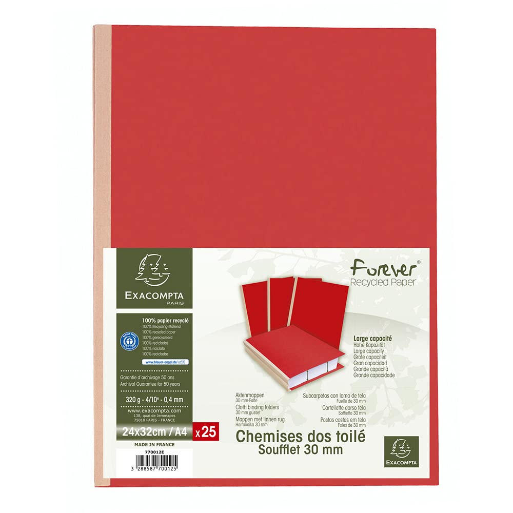 Exacompta 25 Chemises Rigides à soufflet Forever® Ange Bleu Assorties