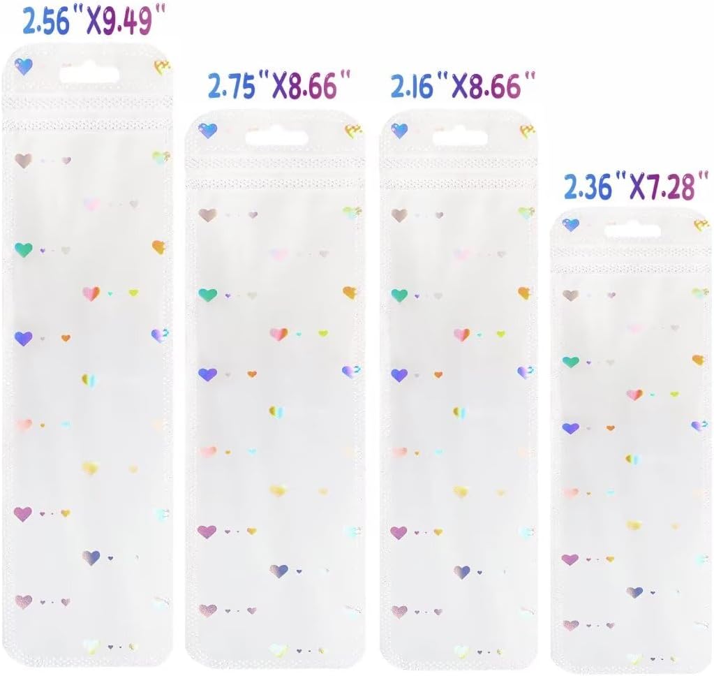 100pcs Holographic Beadable Pen Packaging Bags for Small Business Resealable Pen Gift Packaing Platic Smell Proof Storage Bead Bags for Lipgloss,Jewelry, Cosmetic,Candy 2.75x8.66inch image 5