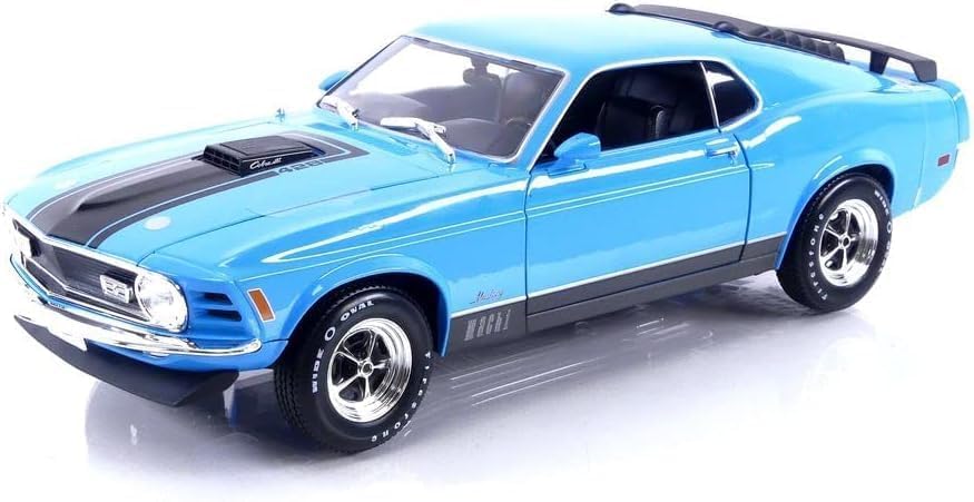 Miniatura 2 de 1970 Mach 1 428 Azul con Rayas Negras Edición Especial 118 Diecast Model Car por Maisto 31453
