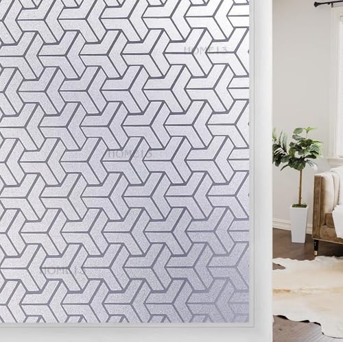 Image of HOME13 Privacy Frosted Glass Window Film Vinyl Decorative Self Adhesive Heat Blocking Glass Door Window Film for Home, Office (12x38 Inch)