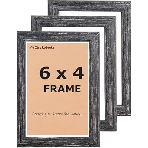 Clay Roberts Photo Frame, 6 x 4, Pack of 3, Charcoal, Freestanding and Wall Mountable, 6x4 Picture Frame' (Charcoal) Cover