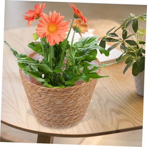 Pots de fleurs rustiques en paille avec base stable et durable