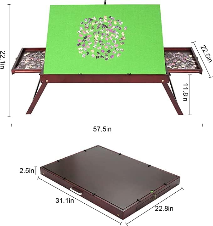 Miniatura 3 de Wooden Jigsaw Puzzle Table with Storage, Portable Folding Table for Puzzle Games with 2 Drawers for Adults and Kids. Jigsaw Puzzle Tilting Table for