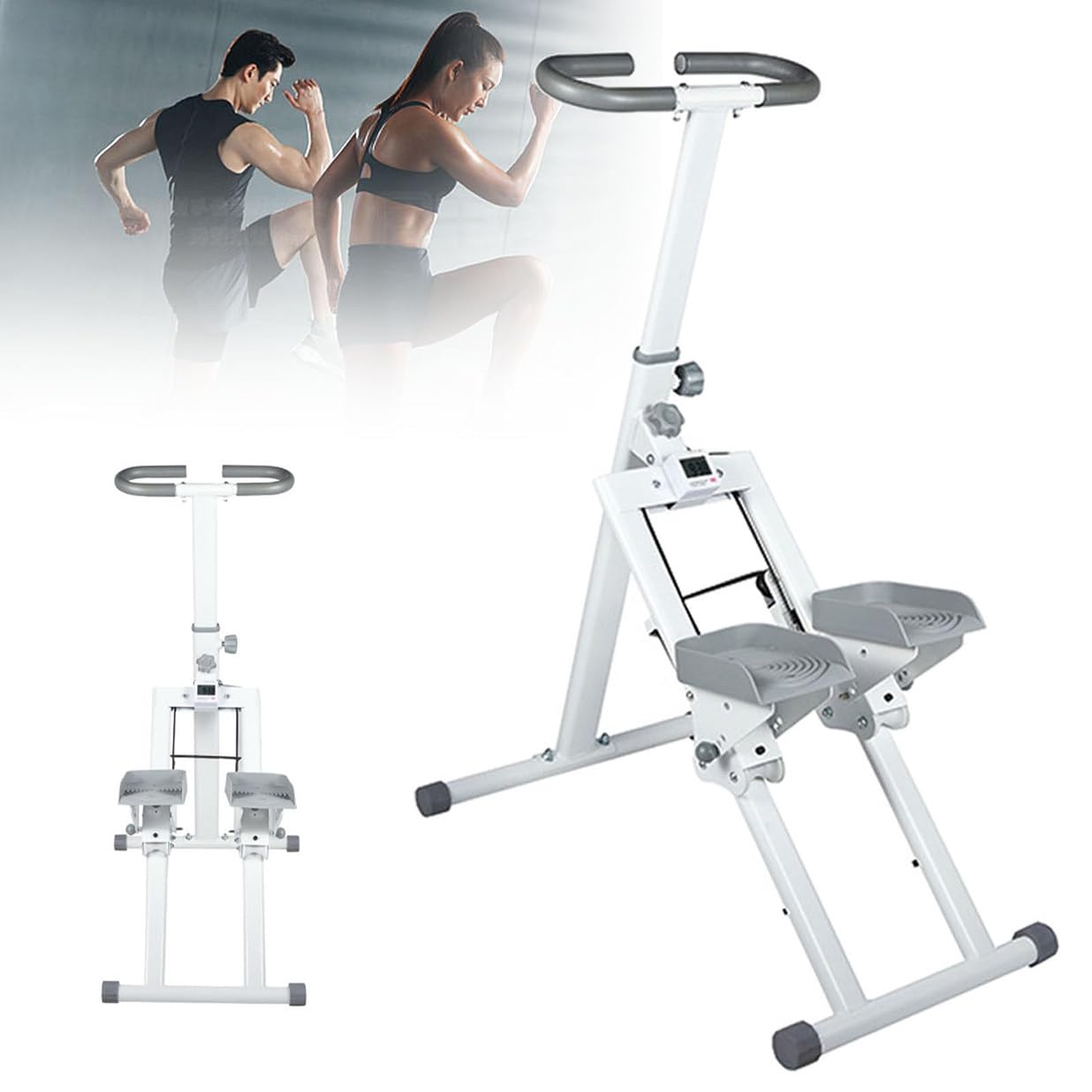 Domowa siłownia stepper schodowy do treningu cardio całego ciała z regulowaną kierownicą i pedałami