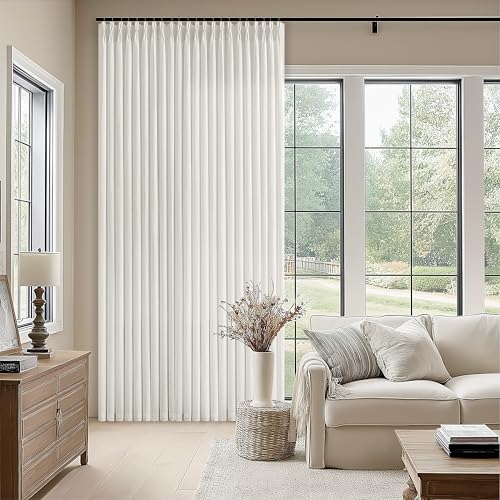 Image of Natural Beige Semi Sheer Pinch Pleated Linen Extra Wide Curtains
