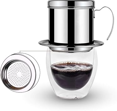 Vietnam Dripper Coffee Filter Vietnamese Maker, Filter Vietnamese Coffee Maker, Coffee Filter,Kaffee , Stainless Steel Cup Vietnamese Coffee Drip Filter Maker Infuser Sliver