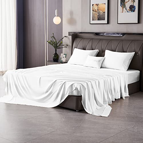 Luxury Bamboo Sheets Queen - 100% Viscose Organic Bed Sheets For Queen Size Bed, Fit Extra Deep Pocket Breathable Cooling Bedding Sheets And Pillowcases, Soft 300 Thread Count Hotel Sheets 4 Piece #TOP19