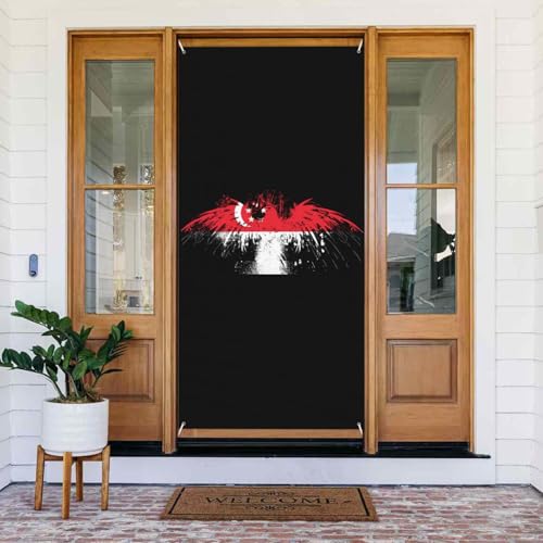 Singapore Flag Door Curtain 35x72 Inch