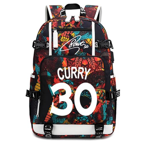 FANwenfeng - FANwenfeng Joueur de Basketball Numéro 30 Sac à Dos Lumineux multifonction pour ordinateur portable Voyage étudiant Sac Luminescence de Fans pour Hommes Femmes