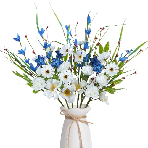 6pcsartificialflowersfor4thofjulypatrioticdecorationsartificialdaisyflowerswithbluestarsindependencedayflowersformemorialdayhomeofficetabledecor Urban Country Home Decor 6 pcs artificial flowers for 4th of july patriotic decorations artificial daisy flowers with blue stars independence day flowers for memorial day home office table decor urban country home decor