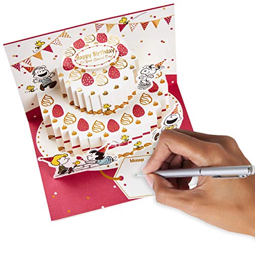 Image of Hallmark Pop Up Peanuts Birthday Card (Peanuts and Snoopy Cake) (699RZQ1010)