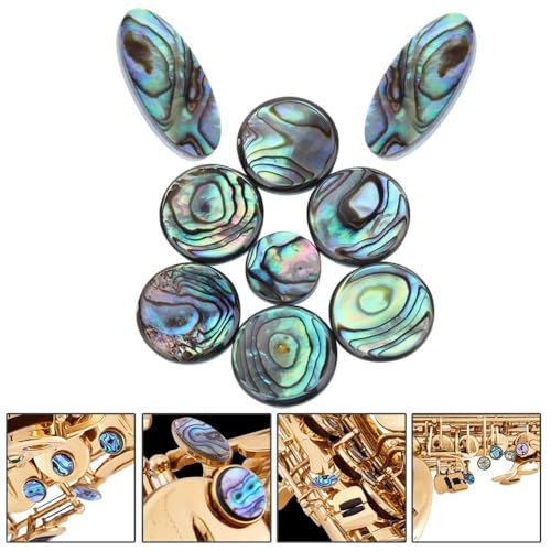 9pcs Saxophone Key Buttons Inlays – Abalone Shell Design Plastic Buttons for Alto/Tenor/Soprano Saxophones, Multicolor Instrument Replacement Parts - Thumbnail 4