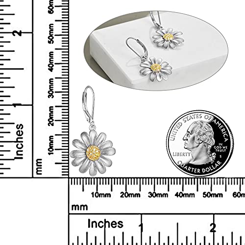 POPLYKE Flower Drop Dangle Earrings Sterling Silver Floral Leverback Earrings Birthday Gift for Her Women3