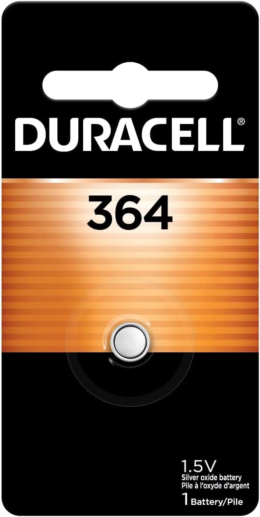 Batería de botón de óxido de plata Duracell 364, paquete de 1 cuenta, batería 364 de 1,5 voltios, de larga duración para relojes, dispositivos médicos, calculadoras y más