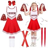 Tailles et couleurs : ce costume de pom-pom girl pour fille est disponible en 3 tailles (130, 140, 150) et 3 couleurs (noir, rouge, bleu). Les tailles correspondent à une taille de 120 cm, 130 cm et 140 cm, le tableau des tailles indique également la plage de poids pour les filles, veuillez vérifier le tableau des tailles pour vous assurer de l'ajustement avant d'acheter.