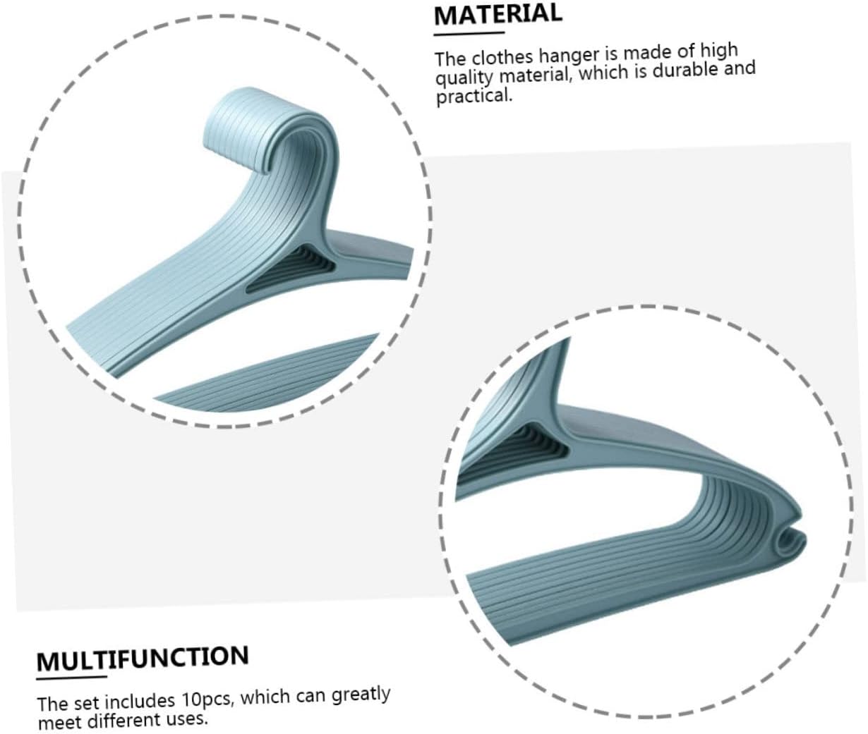 10pcs Non-Slip Plastic Clothes Hangers Household Storage Holders Lightweight Wardrobe Organizers for Skirts Coats Balcony Drying