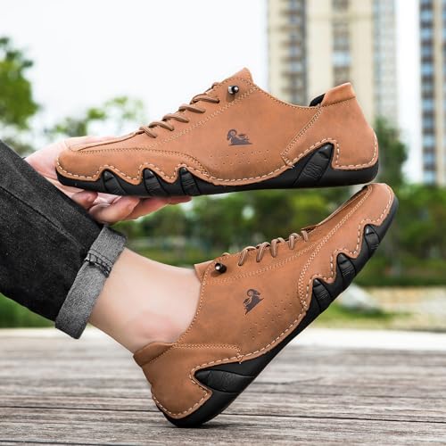 Image of Driving Shoes for Men Casual Slip Ons Mens Fashion Shoes Comfort Handmade Chukka Dress Casual Shoes