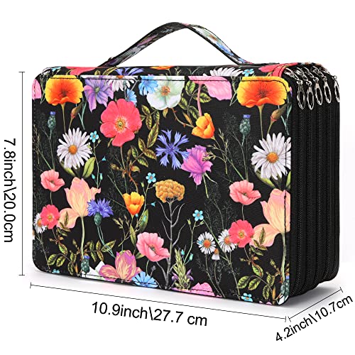 Image of Vomgomfom 252 Slots Pencil Case 5-Layer PU Leather, Handle, Black Rose