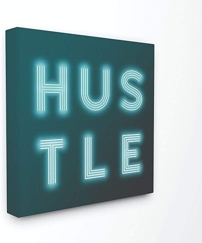 Stupell Industries Neon Hustle Fashion - Lienzo decorativo para pared, diseño moderno de palabras azules, 17 x 17, multicolor disponible en Yaxa Guatemala