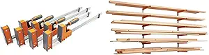 Bora 4-Piece Parallel Clamp Set 571550I & Wood Organizer and Lumber Storage Metal Rack with 6-Level Wall Mount – Indoor and Outdoor Use, In Orange | PBR-001