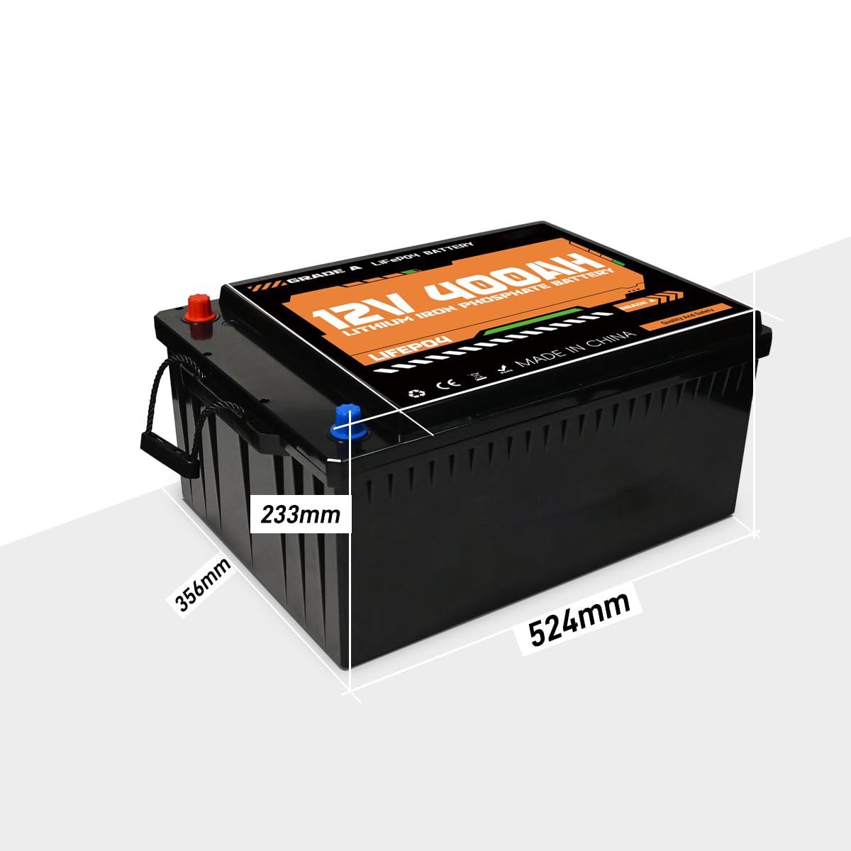 Batería LiFePO4 12 V (12,8 V) 400 Ah 5,12 kWh, BMS 200 A, Bluetooth, 8000 ciclos, hasta 4 baterías en serie, para solar y almacenamiento de energía