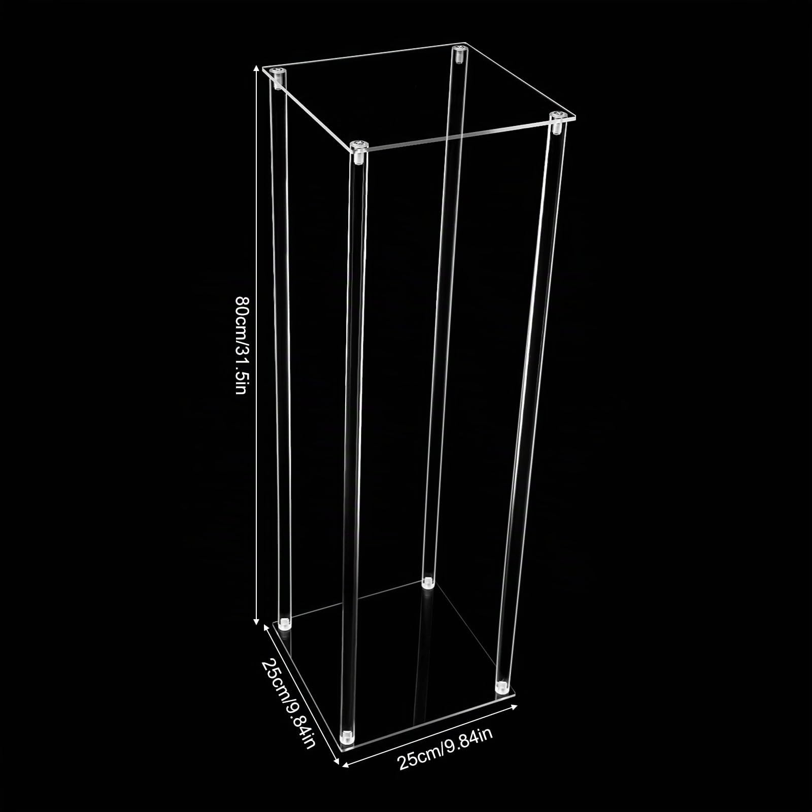 10 Stück Hochzeit Blumenständer 80cm Transparente Acryl-Hochzeitsdekoration für Tische Blumenstrauß Vase Säulen Blumenvase Rechteckig Bodenvase mit Acrylplatte für Hochzeit Party