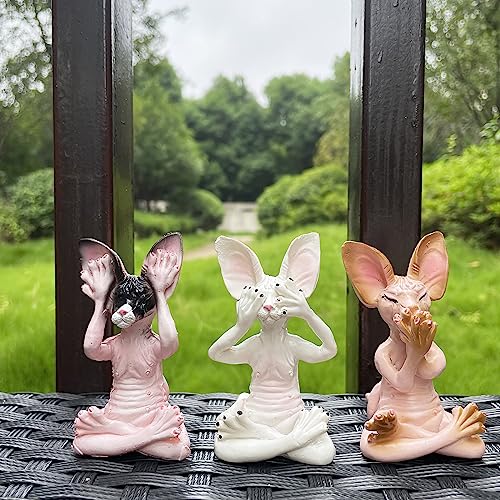 Set de 3 estatuas Gato Sabio Escribe Oye Ve No Mal miniatura 2