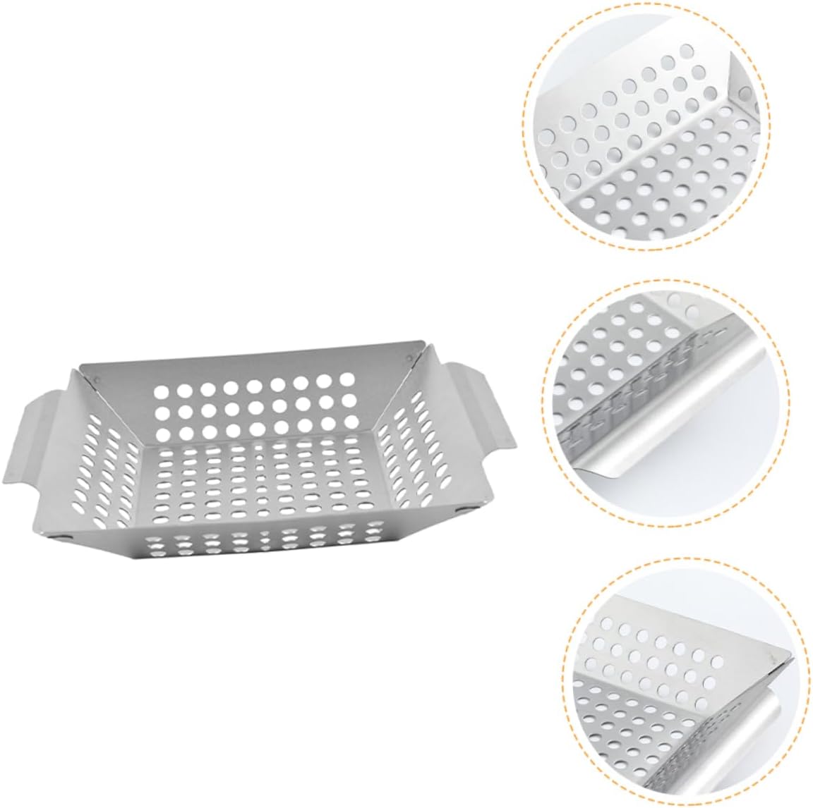 Happyyami 2pcs Bbq Drain Pan Bbq Grilling Pan Food Grill Tray Large Grilling Basket Professional Bbq Grill Topper Camping Griddle Non Stick Bbq Pan Portable Stainless Steel Barbecue Supplies