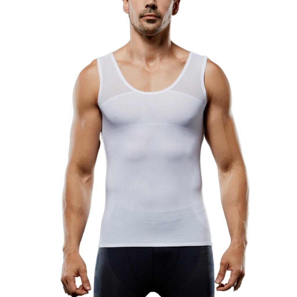 HLTYGWX Hombres Fajas Sin Costuras Ocultar Control De La Barriga Busto Compresión Cuerpo Cintura Entrenador Camiseta Sin Mangas