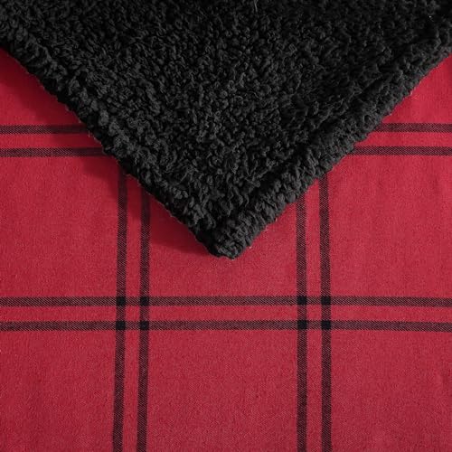 Image of Eddie Bauer - Throw Blanket, Soft & Reversible Cotton Flannel Bedding, Throw Blanket for Couch or Bed (Kettle Falls Red /Black, 50 inch x 60 inch)