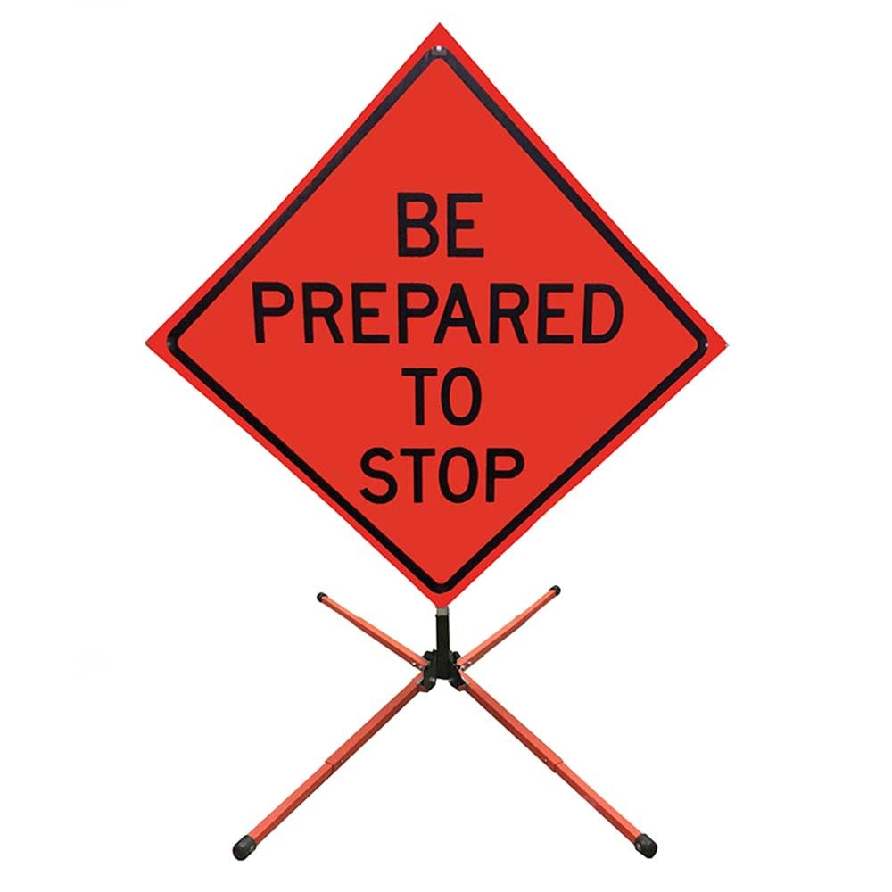 Plasticade 's Watchdog - Soporte compacto sin resorte de acero recubierto de polvo naranja para carteles enrollables de 36 y 48 pulgadas, patas de acero galvanizado extensibles con patas de goma