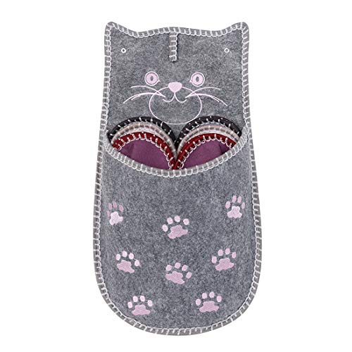 SLIPPERTREND Fleece Felt Close Toe 6 Pairs Cat Non Slip Indoor Family House Guest Slippers Set for Shoeless Home