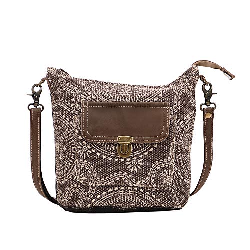 Myra Bag Indigo Upcycled Canvas & Leather Shoulder Bag S-1451