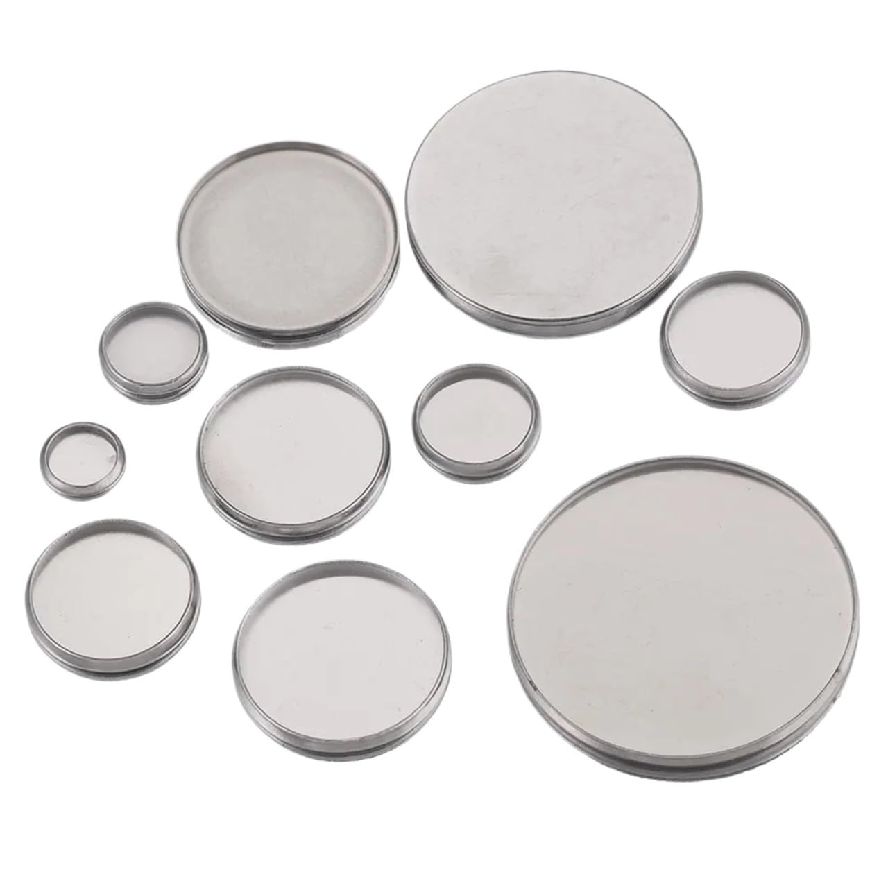 zyrqon 100pcs Fit 8 10 20mm NO Hole Stainless Steel Flat Back Blank Cabochon Base Tray Setting Bezels Pendant Charms(Fit 30mm)