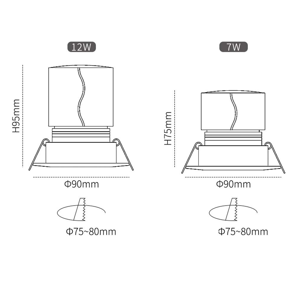 Foco empotrable de Techo CRI93, antideslumbrante, para Interiores, 2700 K, 3000 K, 3500 K y 4000 K, Ajustable, Ideal para pasillos, Salas de Estar y sótanos.