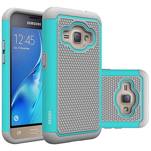 J1 2016 Case, Galaxy Amp 2 Case, Galaxy Express 3 Case, OEAGO [Shockproof] [Impact Protection] Hybrid Dual Layer Defender Protective Case Cover for Samsung Galaxy Amp 2 / J1 2016 / Express 3 - Mint