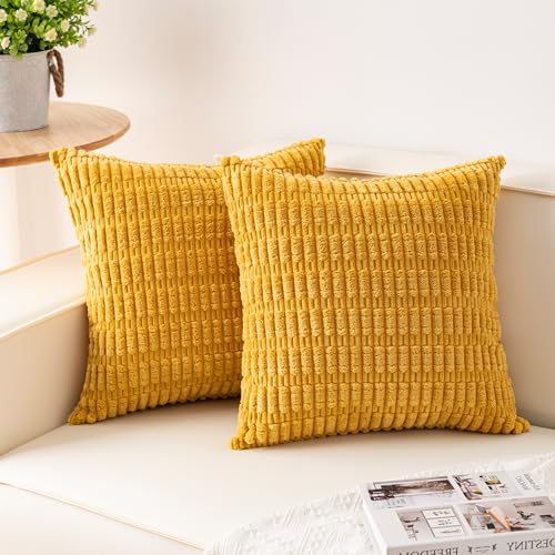 Aegero Pack of 2 Corduroy Decorative Throw Pillow...