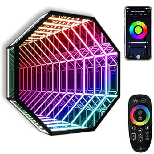Lustro LED Infinity, tunelowe światło 3D zdalnie sterowane z efektami zmiany kolorów, sensoryczne światło LED zapewniające wyjątkowe wrażenia wizualne, 30 cm