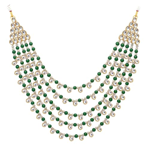 Image of Peora Faux Pearl Kundan Layered Necklace & Jewellery Set Gift for Women