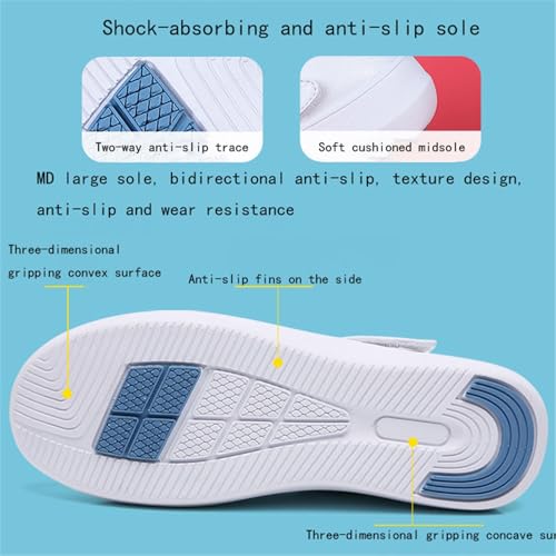 CLSQLXYJZC Loafers for Women, Womens Breathable Hollow Leather Adjustable Orthopedic Platform Nurse Shoes, White Air Cushion Restaurant Work Shoes, for Healthcare Providers4