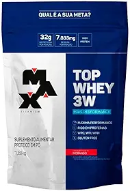 Top Whey 3W Refil (1,8kg) - Mais Performance - Morango - Max Titanium, Max Titanium