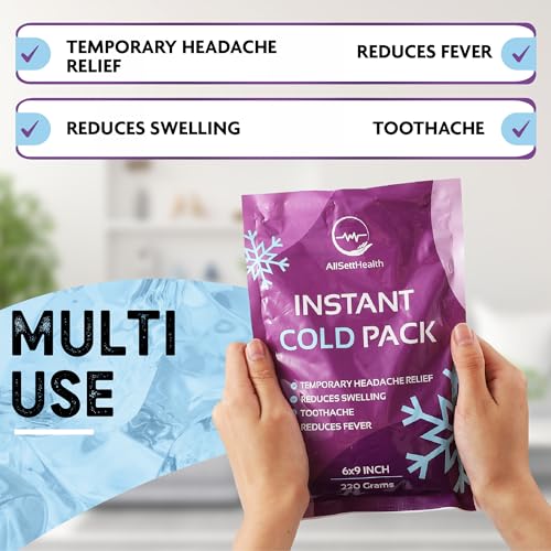 Image of Large Instant Ice Packs for Injuries (9 inch x 6 inch) - 12 Pack | Instant Cold Pack for Back Pain Relief, Cold Compress, Swelling, First Aid, Toothache, Athletes & Outdoor Activities