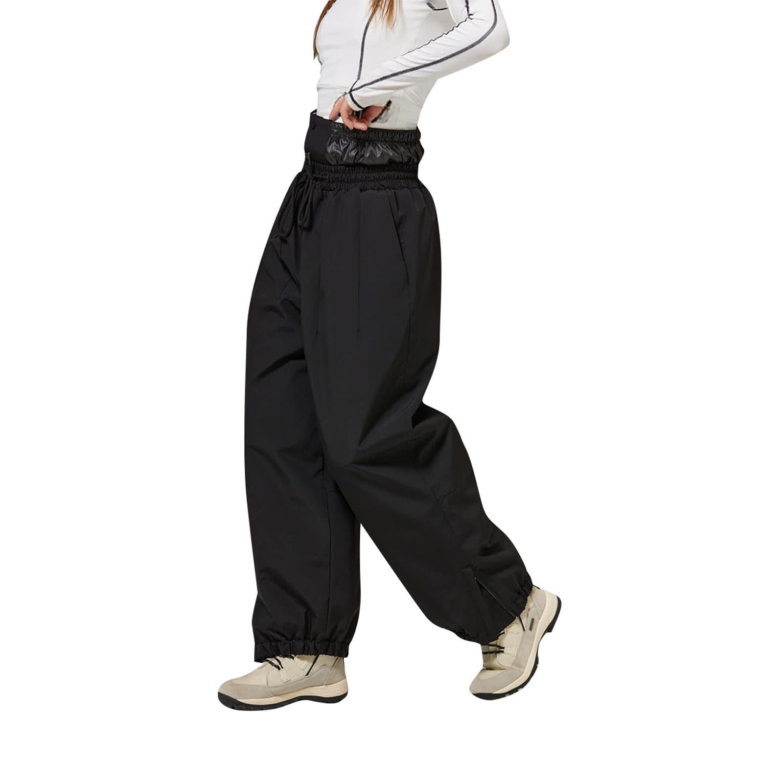 Pantalones de esquí para mujer, forrados con tirantes, térmicos, cálidos, para exteriores, impermeables, resistentes al viento, pantalones de snowboard, pantalones de invierno, cálidos