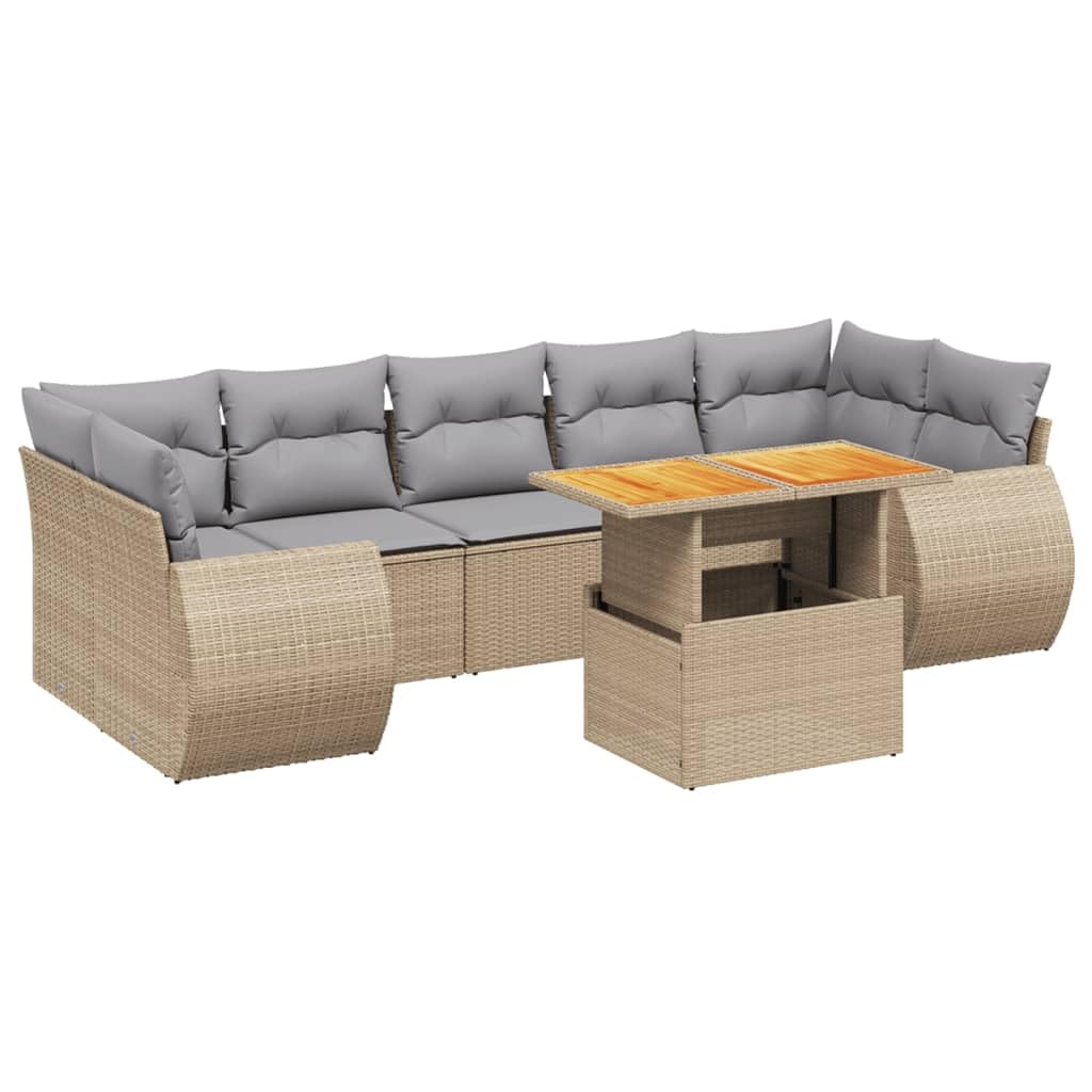 Makastle Salon de Jardin Modulaire 8 pcs Beige Résine Tressée